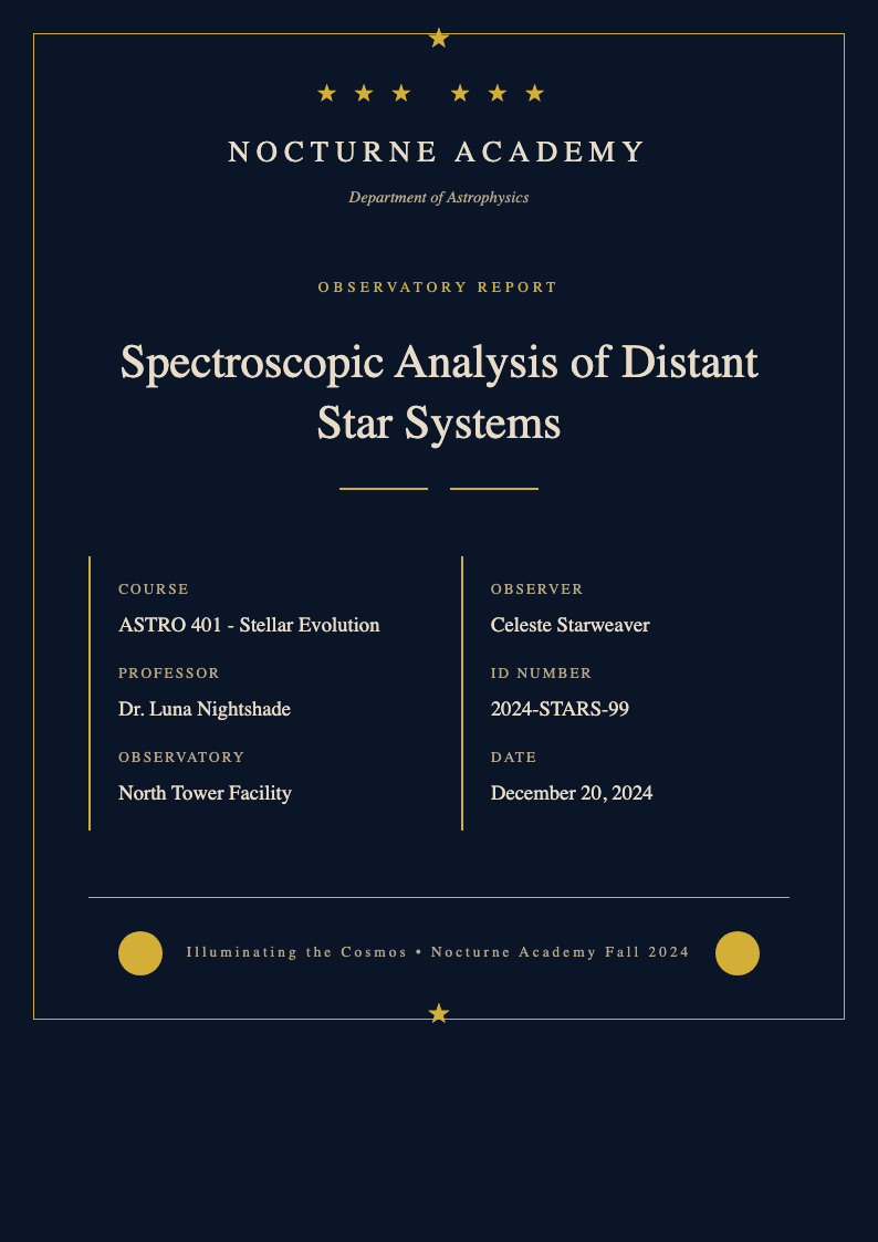 Midnight luxury lab report cover page